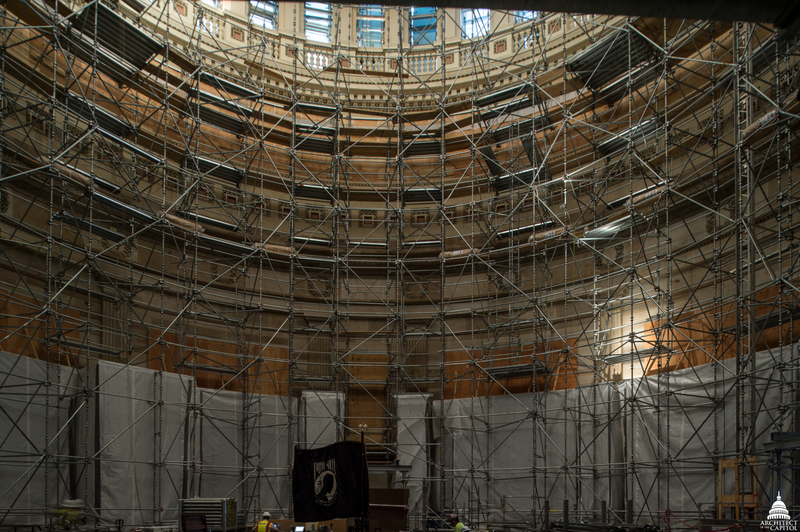 Illustration for article titled Building Scaffold Inside the Capitol Rotunda Is a Work of Art Itself